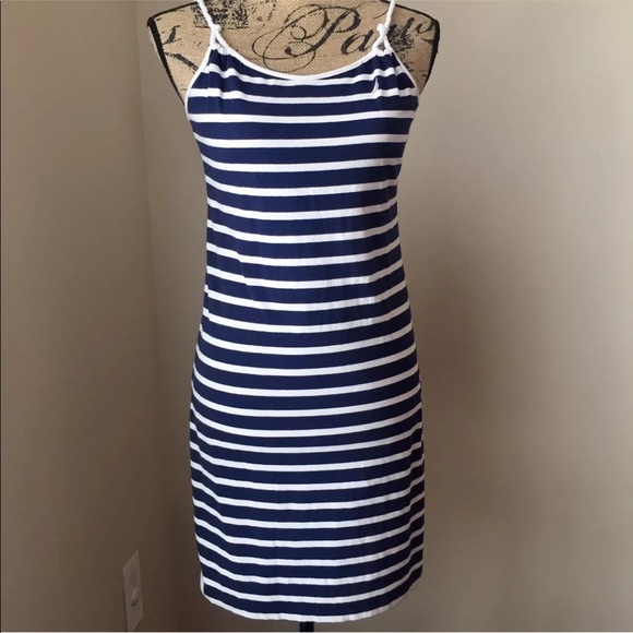 navy blue and white sundress